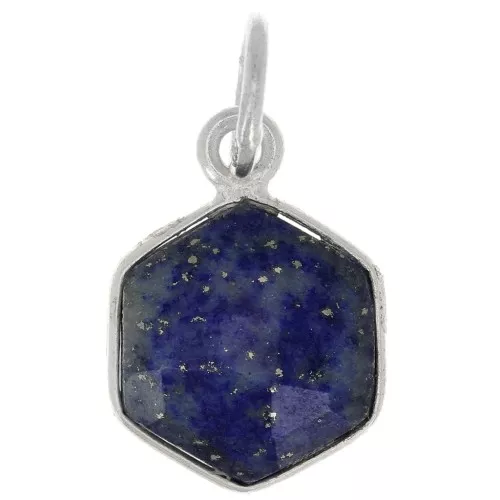 15x11mm 925 st. silver hexagon faceted Pendant gemstone - Lapis lazuli x1