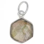 15x11mm 925 st. silver hexagon faceted Pendant gemstone - Labradorite x1