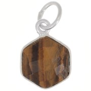 15x11mm 925 st. silver hexagon faceted Pendant gemstone - Tiger Eye x1|raw }}