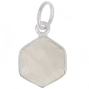 15x11mm 925 st. silver hexagon faceted Pendant gemstone - Moonstone x1