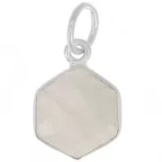 15x11mm 925 st. silver hexagon faceted Pendant gemstone - Moonstone x1