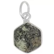 15x11mm 925 st. silver hexagon faceted Pendant gemstone - Jasper afri Turquoise x1