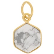 15x11mm 925 silver hexagon faceted Pendant gemstone - Fine gold - Howlite x1|raw }}
