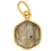 15x11mm 925 silver hexagon faceted Pendant gemstone - Fine gold - Labradorite x1|raw }}