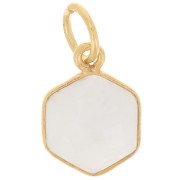 15x11mm 925 silver hexagon faceted Pendant gemstone - Fine gold - Moonstone x1|raw }}