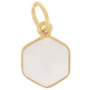 15x11mm 925 silver hexagon faceted Pendant gemstone - Fine gold - Moonstone x1