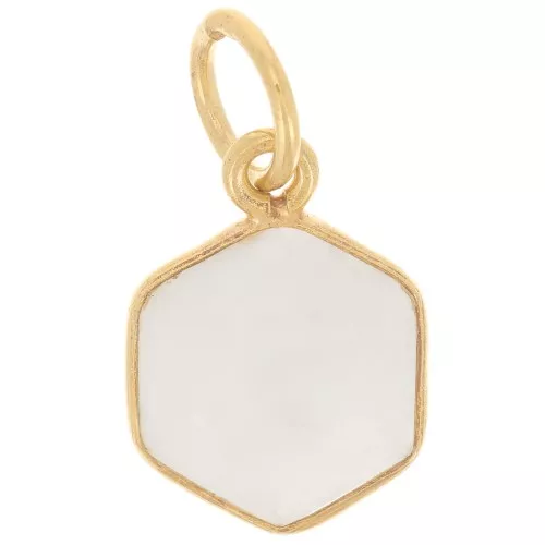 15x11mm 925 silver hexagon faceted Pendant gemstone - Fine gold - Moonstone x1