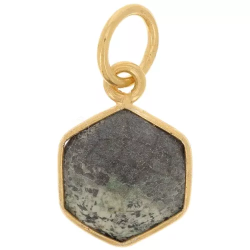 15x11mm 925 silver faceted Pendant gemstone - Fine gold - African Turquoise x1