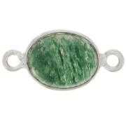 13x8mm 925 Sterling Silver Oval Gemstone spacer - Aventurine x1|raw }}