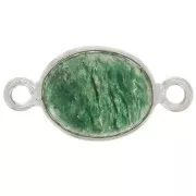 13x8mm 925 Sterling Silver Oval Gemstone spacer - Aventurine x1