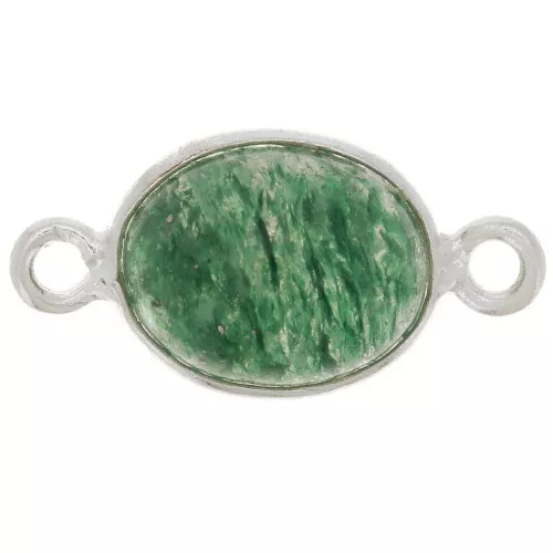 13x8mm 925 Sterling Silver Oval Gemstone spacer - Aventurine x1