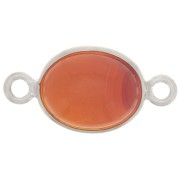 13x8mm 925 Sterling Silver Oval Gemstone spacer - carnelian x1