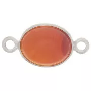13x8mm 925 Sterling Silver Oval Gemstone spacer - carnelian x1