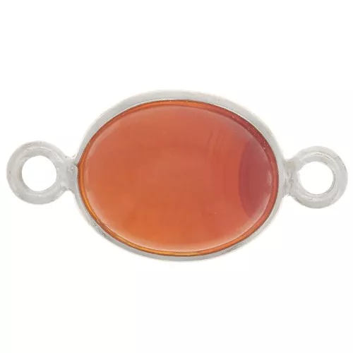 13x8mm 925 Sterling Silver Oval Gemstone spacer - carnelian x1