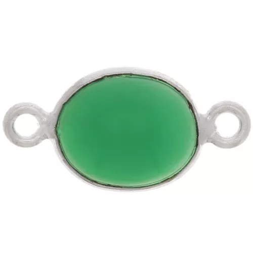Intercalaire ovale en pierre gemme teintée 13x8 mm - Argent 925 - Onyx vert x1