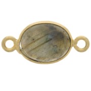13x8mm 925 St. Silver Spacer Oval Gemstone - Fine Gold Plated - Labradorite x1|raw }}