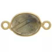 13x8mm 925 St. Silver Spacer Oval Gemstone - Fine Gold Plated - Labradorite x1