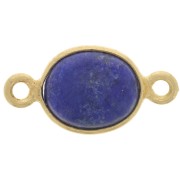 13x8mm 925 St. Silver Spacer Oval Gemstone - Fine Gold Plated - Lapis lazuli x1|raw }}