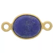 13x8mm 925 St. Silver Spacer Oval Gemstone - Fine Gold Plated - Lapis lazuli x1