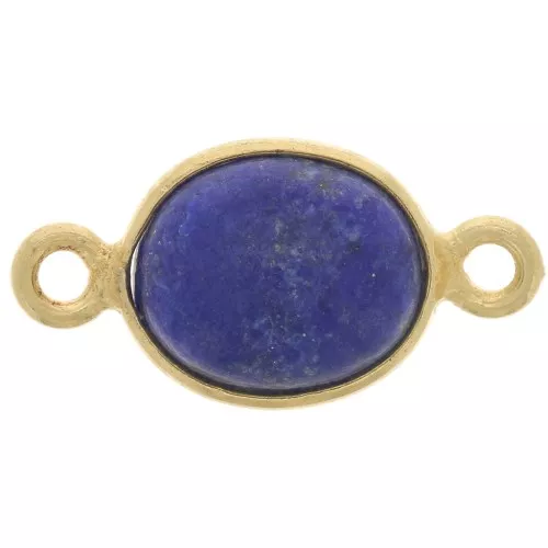 13x8mm 925 St. Silver Spacer Oval Gemstone - Fine Gold Plated - Lapis lazuli x1