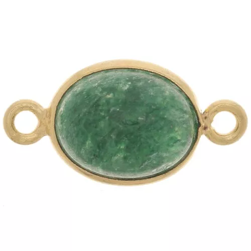 13x8mm 925 St. Silver Spacer Oval Gemstone - Fine Gold Plated - Aventurine x1