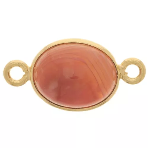 13x8mm 925 St. Silver Spacer Oval Gemstone - Fine Gold Plated - Carnelian x1