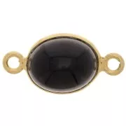 13x8mm 925 St. Silver Spacer Oval Gemstone - Fine Gold Plated - Black Onyx x1