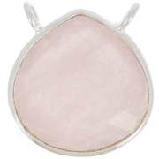 17x16mm 925 Sterling Silver faceted drop necklace Spacer - Rose Quartz x1
