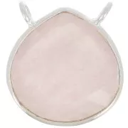 17x16mm 925 Sterling Silver faceted drop necklace Spacer - Rose Quartz x1
