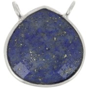 17x16mm 925 Sterling Silver faceted drop necklace Spacer - Lapis lazuli x1