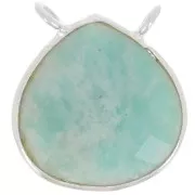 17x16mm 925 Sterling Silver faceted drop necklace Spacer - Amazonite x1