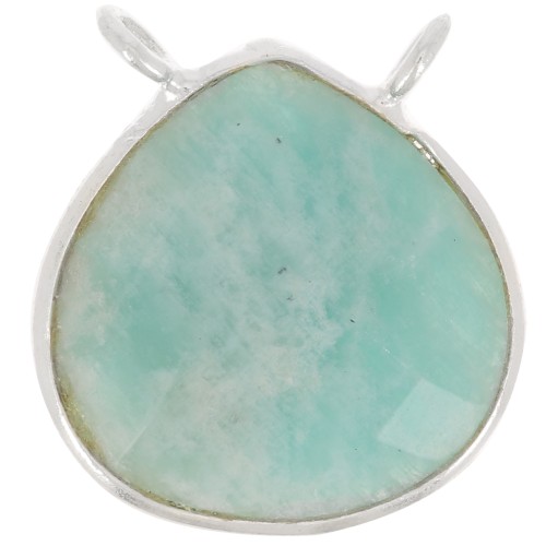 17x16mm 925 Sterling Silver faceted drop necklace Spacer - Amazonite x1