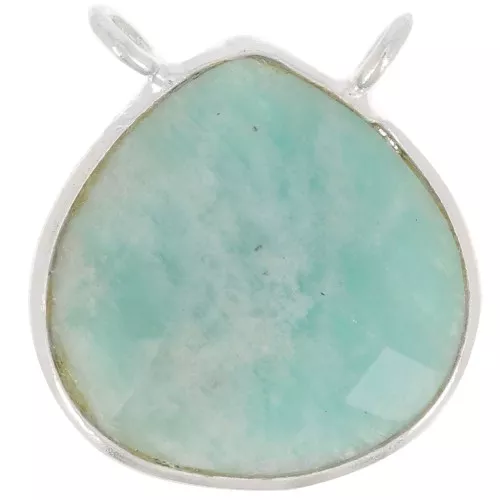 17x16mm 925 Sterling Silver faceted drop necklace Spacer - Amazonite x1