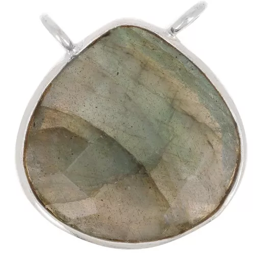 17x16mm 925 Sterling Silver faceted drop necklace Spacer - Labradorite x1