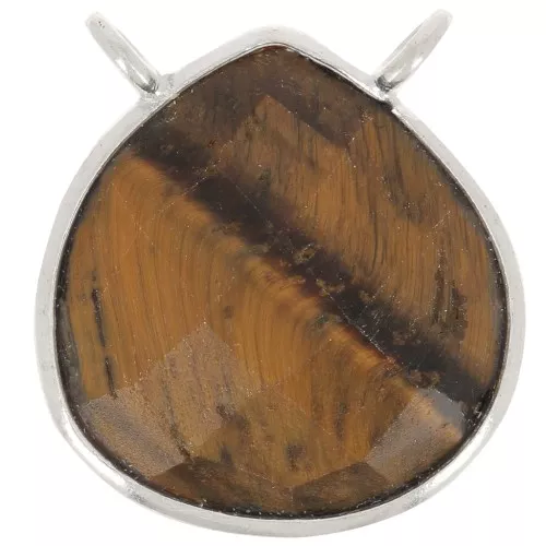 17x16mm 925 Sterling Silver faceted drop necklace Spacer - Tiger Eye x1