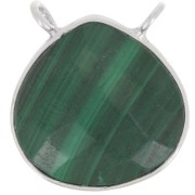 17x16mm 925 Sterling Silver faceted drop necklace Spacer - Malachite x1