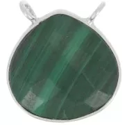 17x16mm 925 Sterling Silver faceted drop necklace Spacer - Malachite x1