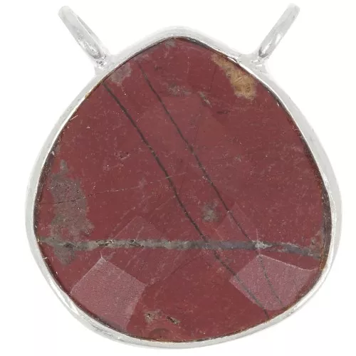17x16mm 925 Sterling Silver faceted drop necklace Spacer - Red Jasper x1