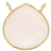 17x16mm 925 St. Silver faceted drop necklace Spacer - Gold Plated - Rose Quartz x1