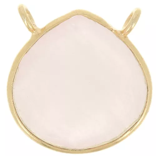 17x16mm 925 St. Silver faceted drop necklace Spacer - Gold Plated - Rose Quartz x1