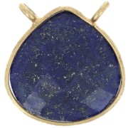 17x16mm 925 St. Silver faceted drop necklace Spacer - Gold Plated - Lapis Lazul x1