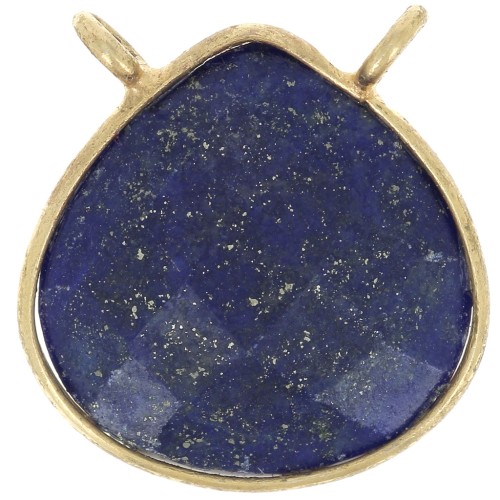 17x16mm 925 St. Silver faceted drop necklace Spacer - Gold Plated - Lapis Lazul x1