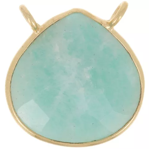 17x16mm 925 St. Silver faceted drop necklace Spacer - Gold Plated - Amazonite x1