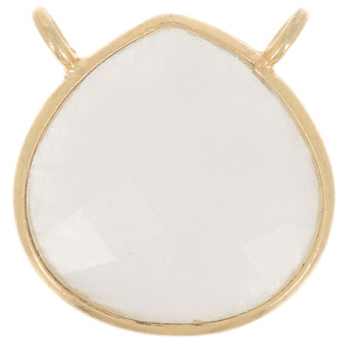 17x16mm 925 St. Silver faceted drop necklace Spacer - Gold Plated - Moonstone x1