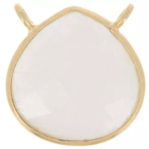 17x16mm 925 St. Silver faceted drop necklace Spacer - Gold Plated - Moonstone x1