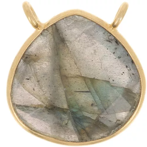 17x16mm 925 St. Silver faceted drop necklace Spacer - Gold Plated - Labradorite x1
