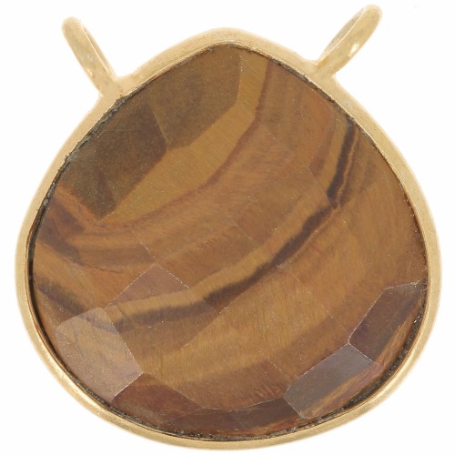 17x16mm 925 St. Silver faceted drop necklace Spacer - Gold Plated - Tiger Eye x1