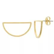 30x15mm Hollow half-moon earstuds - 3 microns gold plated x2