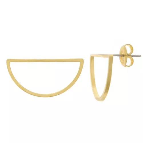 30x15mm Hollow half-moon earstuds - 3 microns gold plated x2
