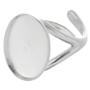 925 Sterling Silver Ring setting for 18x13mm cabochon - size 52 to 58 x1|raw }}
